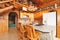 Kitchen room in log cabin house