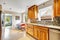 Kitchen room with mosaic back splash trim