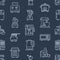 Kitchen small appliances equipment seamless pattern with flat line icons. Household cooking tools - blender, mixer, food
