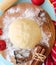 Kitchen still life with raw Christmas dough for Cristmas cookies