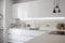 kitchen style apartment interior white house design contemporary nobody modern home. Generative AI.