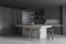 Kitchen with table and stools, dark grey