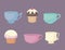 Kitchen teacups and cupcakes pastel color