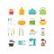 Kitchen themed illustration and icons