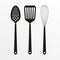 Kitchen tools and Cooking utensils icon. Spatula, Whisk and Skimmer. Vector illustration.