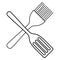 Kitchen tools cutlery set of silicon brush and teflon spatula outline simple minimalistic flat design vector illustration isolated