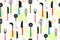 Kitchen tools fork retro seamless pattern whisk