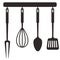 Kitchen tools on a hanger. . Isolated vector illustration on white background.