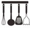 Kitchen tools on a hanger. . Isolated vector illustration on white background.