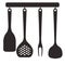 Kitchen tools on a hanger. Isolated vector illustration on white background.