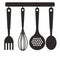 Kitchen tools on a hanger. solated vector illustration on white background.