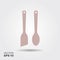 Kitchen tools on a hanger - spatula and spoon. Isolated vector illustration on gray background.