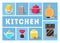 Kitchen Tools Set, Kitchenware Collection, Cooking Utensils Icons for Web, Banner or Site Vector Illustration