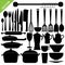 Kitchen tools silhouettes vector