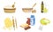 Kitchen Tools And Utensils Set, Baking Ingredients, Bakery Elements Vector Illustration