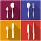 Kitchen utensils and cookware flat icons set