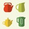 Kitchen utensils and cookware flat icons set