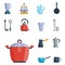 Kitchen utensils icons vector illustration household dinner cooking food kitchenware