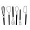 Kitchen Utensils Vector Set: Whisk, Spoons, Basting Brush and Mini Spatulas