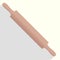 Kitchen wooden roller vector ilustration. Kitchen utensil for preparing pasta. White background.