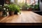 Kitchen Wooden Tabletop and Background Blur AI Generated Illustration