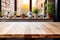 Kitchen Wooden Tabletop and Background Blur AI Generated Illustration