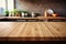 Kitchen Wooden Tabletop and Background Blur AI Generated Illustration