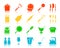Kitchenware color silhouette icons vector set