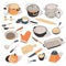 Kitchenware and dishes for kitchen, set of culinary items