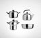 Kitchenware. Group of stainless steel kitchenware