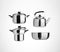 Kitchenware. Group of stainless steel kitchenware