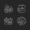 Kitcken dinnerware chalk white icons set on dark background