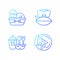 Kitcken dinnerware gradient linear vector icons set