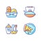 Kitcken dinnerware RGB color icons set