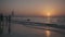 Kite beach Dubai. Silhouette of a loving couple on the beach.