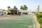 Kite beach. Panoramic view of Kite beach and jogging track on urban beach. Colorful touristic beach with write fine sand during da