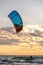 Kite boarder at sunset