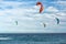 Kite boarders on the sea