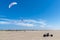 Kite buggy enjoying a windy day on the Wadden Sea island beaches of western Denmark