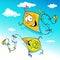 Kite flying on blue sky - vector