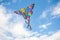 Kite in hand against the blue sky in summer, flying kite launching, fun summer