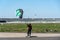 Kite landboarder in Berlin Tempelhof field public park