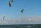 Kite surf on the beach of Mazagon , Huelva , Spain