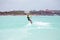 Kite surfer on Palm Beach at Aruba island in the Caribbean