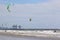 Kite surfing on Aberavon beach, Wales