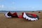 Kite surfing kite collapsed on beach