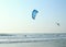 Kiteboarder enjoy surfing in the ocean