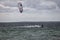 Kiteboarder enjoying a windy day off the island of Marthas Vineyard