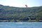 Kiteboarding at Nitinat Lake on Vancouver Island, BC, Canada.