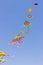 Kites on the beachin summer. Rimini, Italy